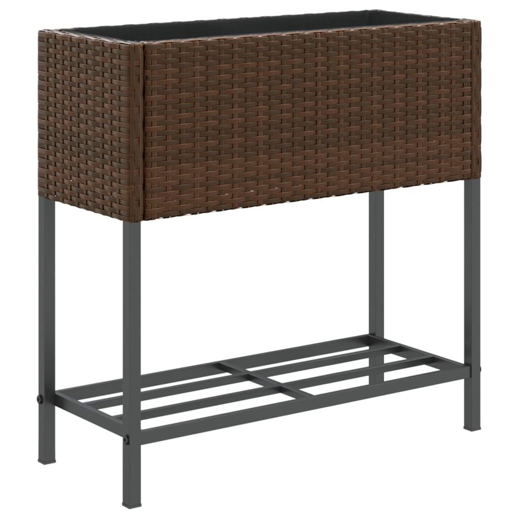 VidaXL Pflanzgefäß mit Ablage Polyrattan braun