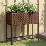 VidaXL Pflanzgefäß mit Ablage Polyrattan braun