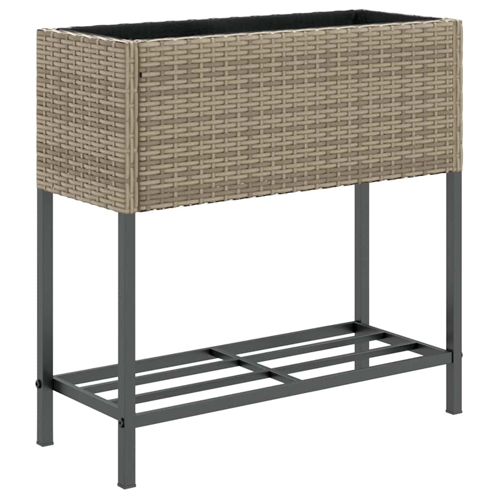 VidaXL Pflanzgefäß mit Ablage Polyrattan grau