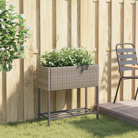 VidaXL Pflanzgefäß mit Ablage Polyrattan grau