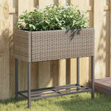 VidaXL Pflanzgefäß mit Ablage Polyrattan grau