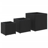 VidaXL Pflanzgefäße 3 Stk. Poly Rattan Schwarz