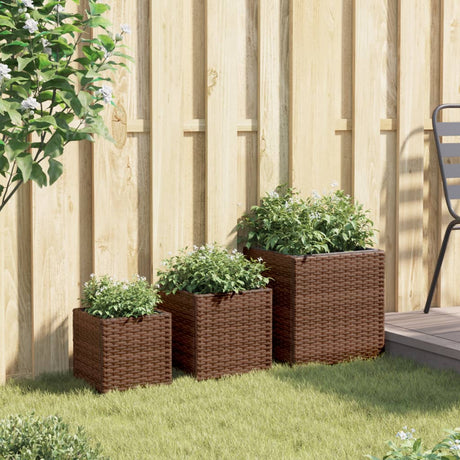VidaXL Pflanzgefäße 3 Stk. Polyrattan braun