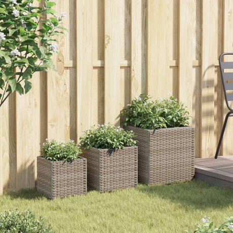 VidaXL Pflanzgefäße 3 Stk. Polyrattan grau