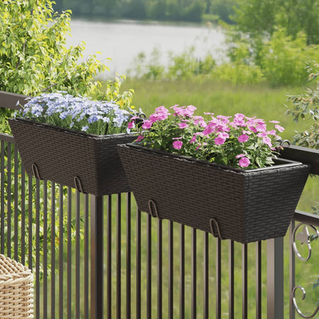 VidaXL Pflanzgefäße 2 Stk. mit Haken Poly Rattan schwarz