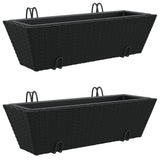 VidaXL Pflanzgefäße 2 Stk. mit Haken Poly Rattan schwarz