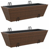 Vidaxl Pflanzgefäße 2 Stück mit Haken Poly Rattan braun