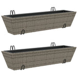 VidaXL Pflanzgefäße 2 Stk. mit Haken Poly Rattan Grau