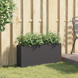 Vidaxl plantenbak met 2 potten 90x20x40 cm poly rattan zwart