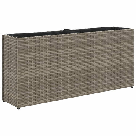 Vidaxx Pflanzgefäß mit 2 Töpfen 90x20x40 cm Polyrattan grau