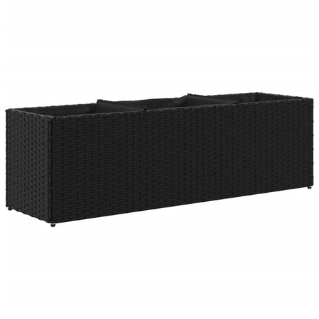 Vidaxl plantenbak met 3 potten 105x30x32 cm poly rattan zwart