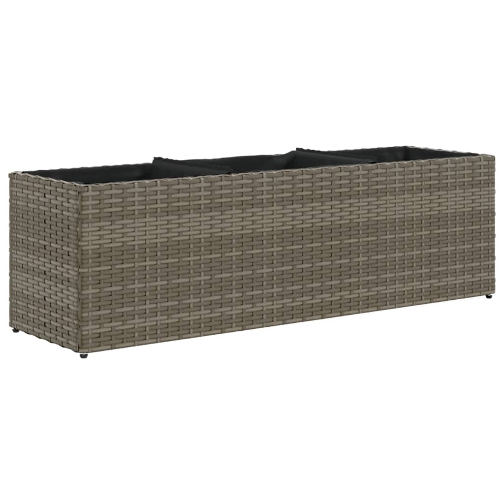 Vidaxx Pflanzgefäß mit 3 Töpfen 105x30x32 cm Polyrattan grau