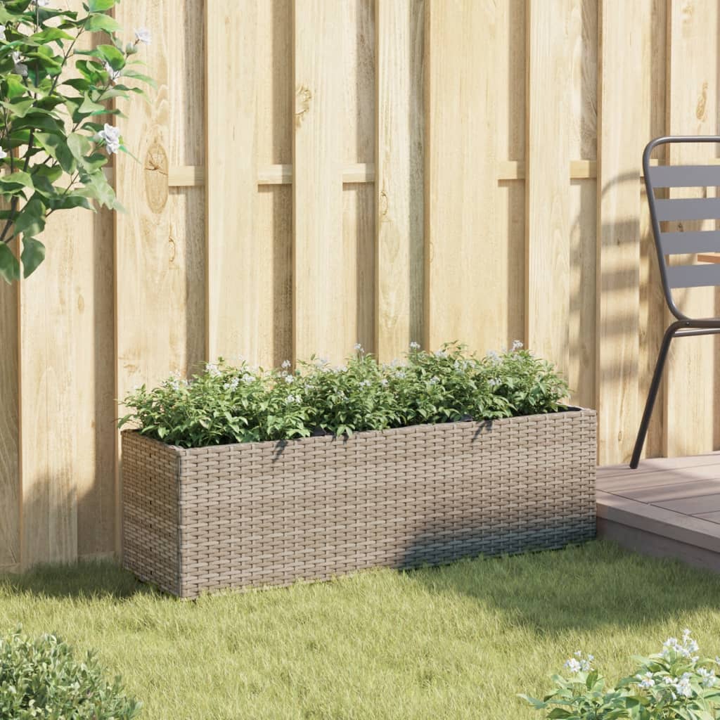 Vidaxx Pflanzgefäß mit 3 Töpfen 105x30x32 cm Polyrattan grau