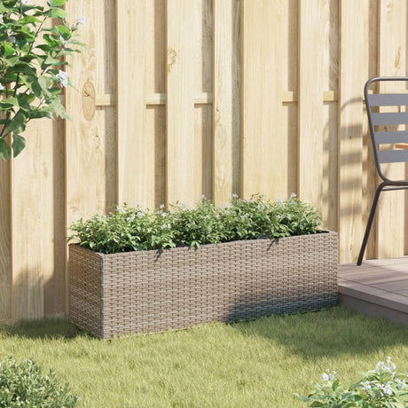VidaXL Pflanzgefäß mit 3 Töpfen 105x30x32 cm Polyrattan grau