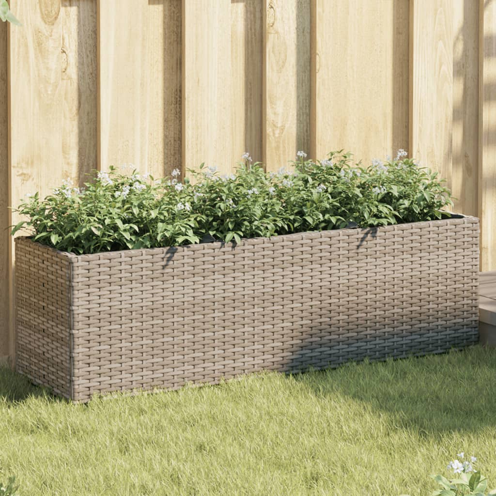 Vidaxx Pflanzgefäß mit 3 Töpfen 105x30x32 cm Polyrattan grau