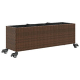 VidaXL Pflanzgefäß mit Rädern 3 Töpfe 107x32x38 cm Polyrattan braun