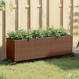 VidaXL Pflanzgefäß mit Rädern 3 Töpfe 107x32x38 cm Polyrattan braun