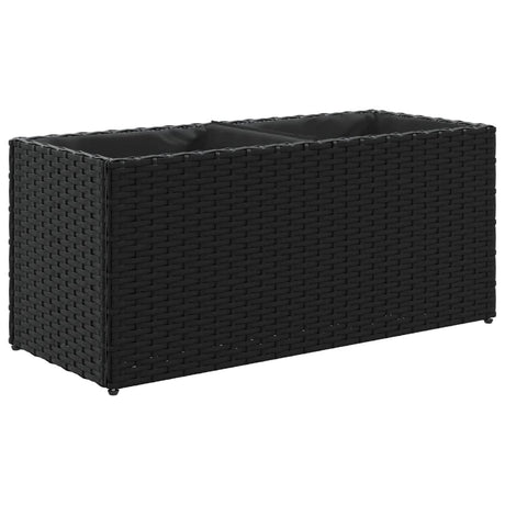 Vidaxl plantenbak met 2 potten 72x30x32 cm poly rattan zwart
