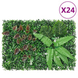 VidaXL Zaun mit künstlichen Pflanzen 24 Stück 40x60 cm grün