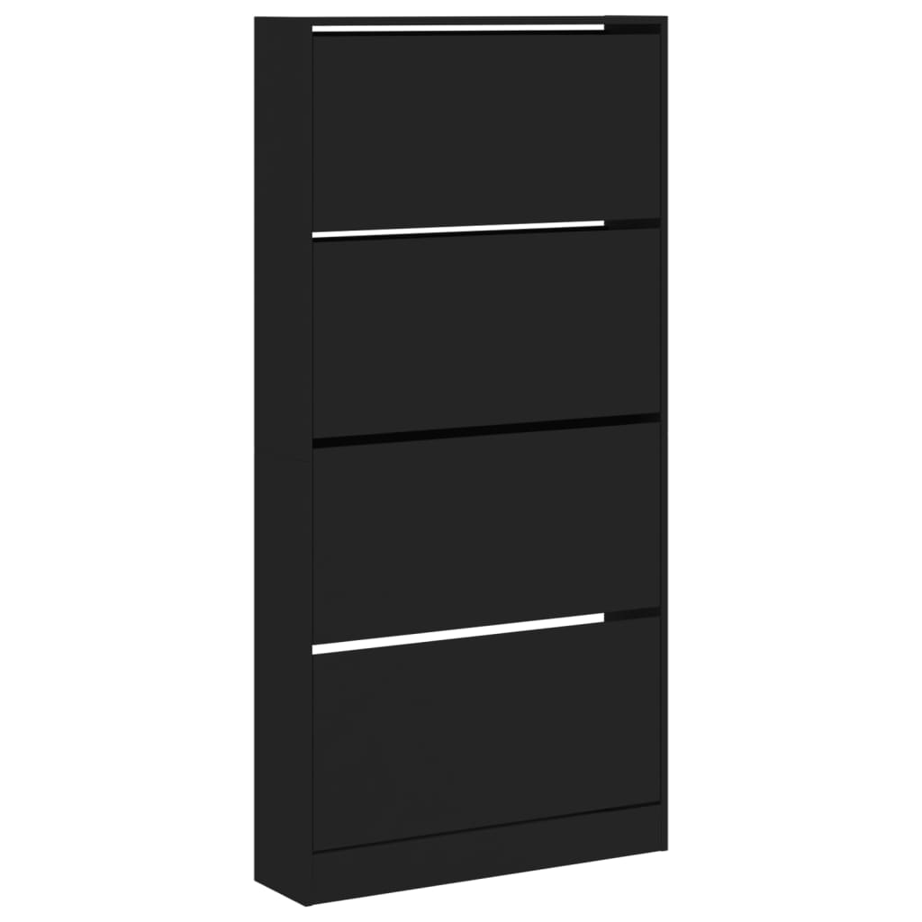 VidaXL Schuhschrank mit 4 klappbaren Schubladen 80x21x163,5 cm schwarz