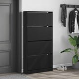 VidaXL Schuhschrank mit 4 klappbaren Schubladen 80x21x163,5 cm schwarz