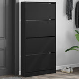 VidaXL Schuhschrank mit 4 klappbaren Schubladen 80x21x163,5 cm schwarz
