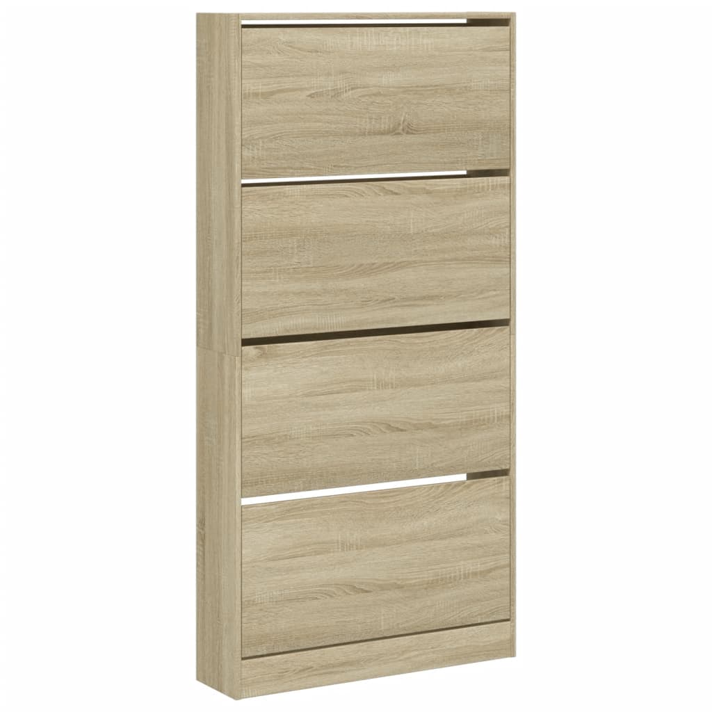 VidaXL Schuhschrank mit 4 klappbaren Schubladen 80x21x163,5 cm Sonoma-Eiche