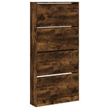VidaXL Schuhschrank mit 4 klappbaren Schubladen 80x21x163,5 cm, Farbe geräucherte Eiche