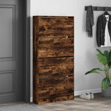VidaXL Schuhschrank mit 4 klappbaren Schubladen 80x21x163,5 cm, Farbe geräucherte Eiche