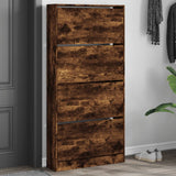 VidaXL Schuhschrank mit 4 klappbaren Schubladen 80x21x163,5 cm, Farbe geräucherte Eiche