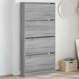 VidaXL Schuhschrank mit 4 klappbaren Schubladen 80x21x163,5 cm grau sonoma