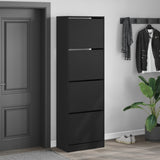 VidaXL Schuhschrank mit 4 klappbaren Schubladen 60x34x187,5 cm schwarz