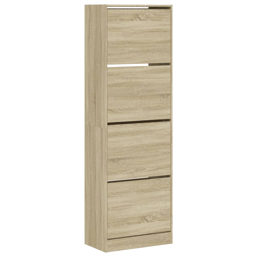 VidaXL Schuhschrank mit 4 klappbaren Schubladen 60x34x187,5 cm Sonoma-Eiche