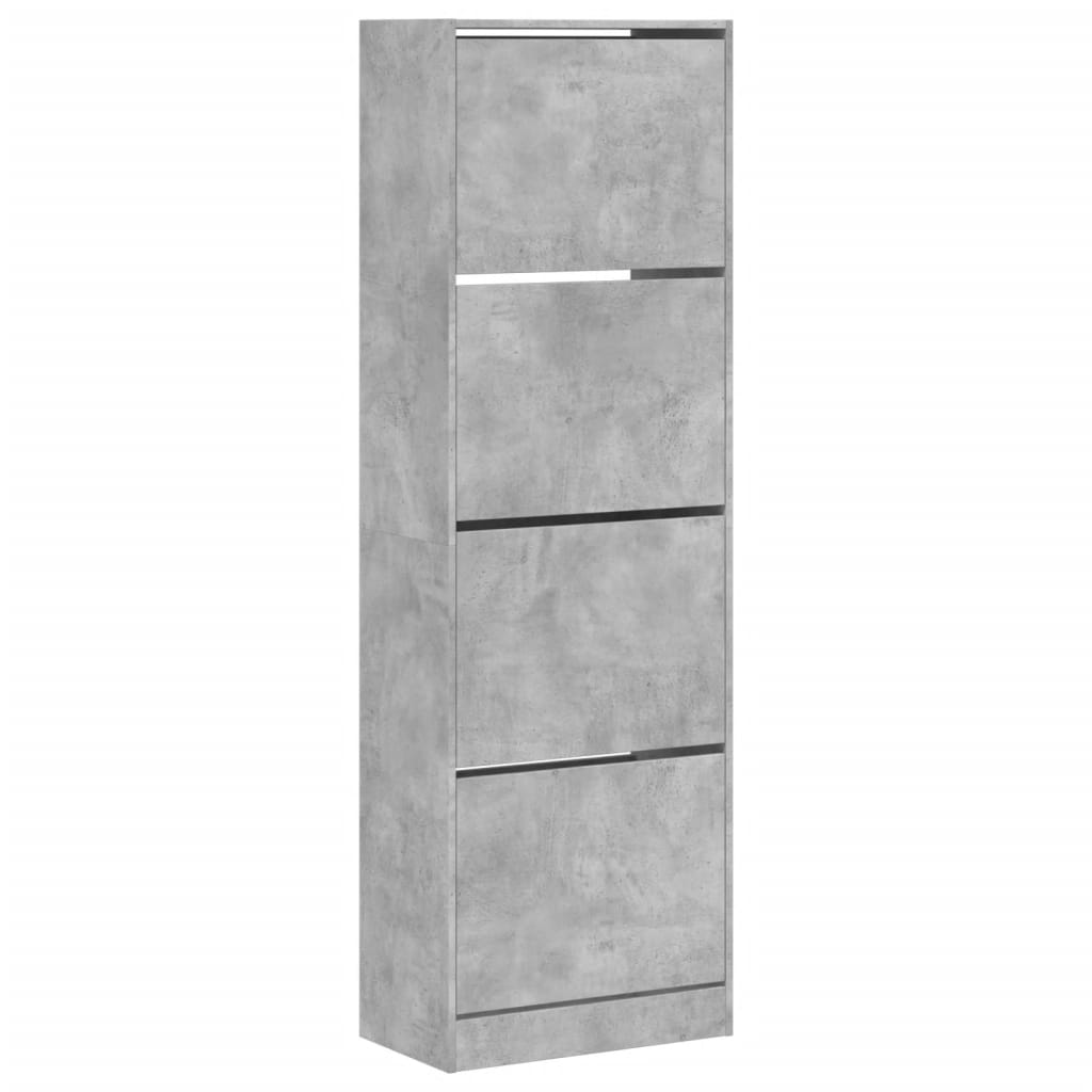 VidaXL Schuhschrank mit 4 klappbaren Schubladen 60x34x187,5 cm betongrau