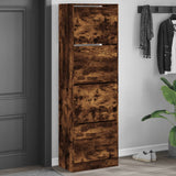 VidaXL Schuhschrank mit 4 klappbaren Schubladen 60x34x187,5 cm, Farbe geräucherte Eiche
