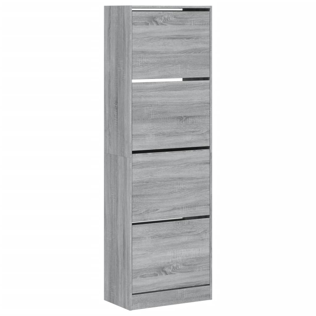 VidaXL Schuhschrank mit 4 klappbaren Schubladen 60x34x187,5 cm graues Sonoma