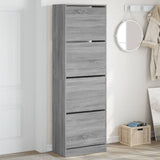 VidaXL Schuhschrank mit 4 klappbaren Schubladen 60x34x187,5 cm graues Sonoma