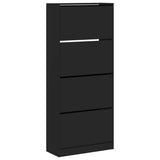 VidaXL Schuhschrank mit 4 klappbaren Schubladen 80x34x187,5 cm schwarz