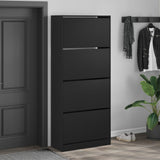 VidaXL Schuhschrank mit 4 klappbaren Schubladen 80x34x187,5 cm schwarz