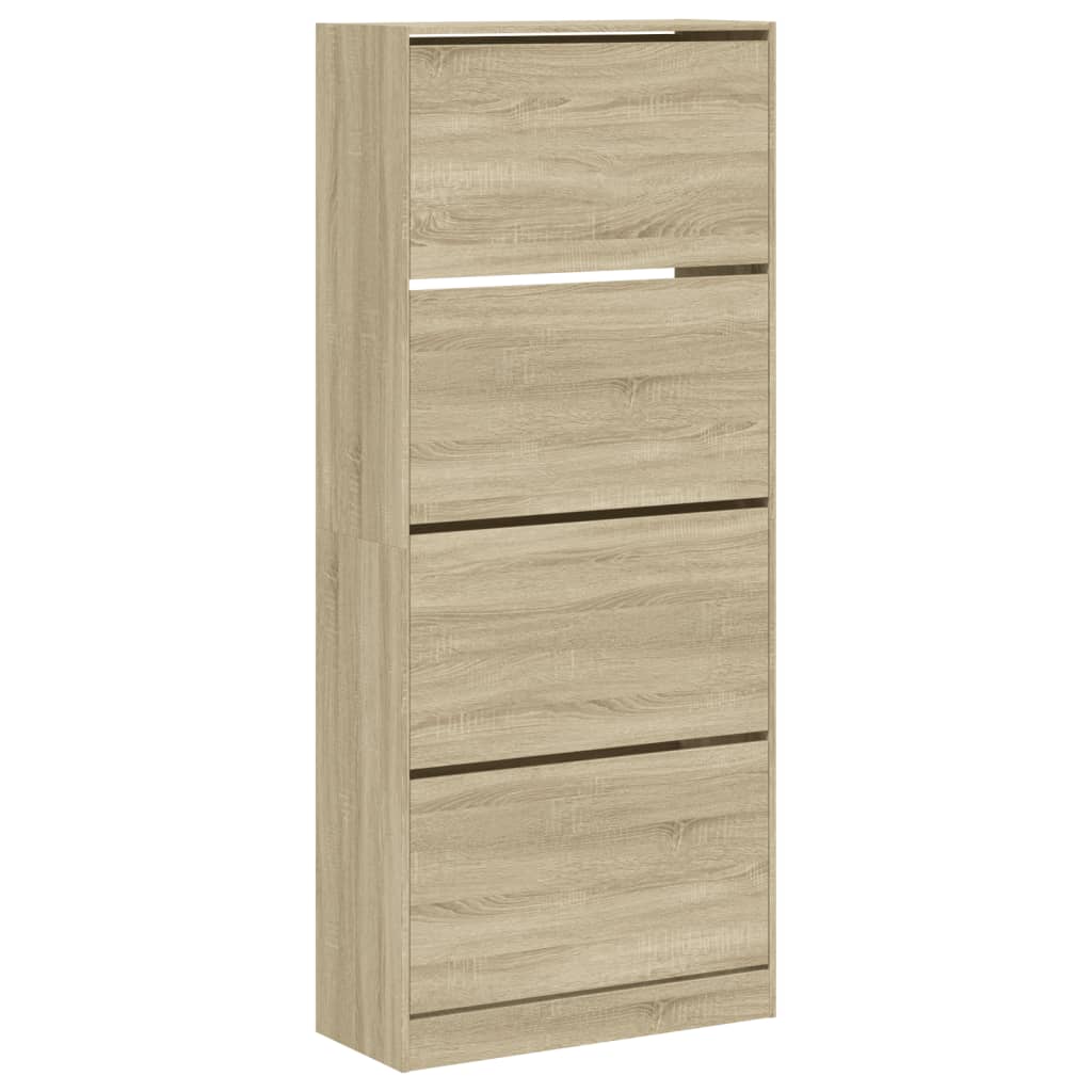 VidaXL Schuhschrank mit 4 klappbaren Schubladen 80x34x187,5 cm Sonoma-Eiche