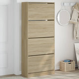VidaXL Schuhschrank mit 4 klappbaren Schubladen 80x34x187,5 cm Sonoma-Eiche