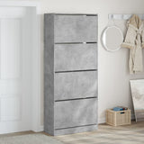 VidaXL Schuhschrank mit 4 klappbaren Schubladen 80x34x187,5 cm betongrau