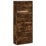 VidaXL Schuhschrank mit 4 klappbaren Schubladen 80x34x187,5 cm, Farbe geräucherte Eiche