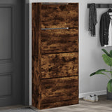 VidaXL Schuhschrank mit 4 klappbaren Schubladen 80x34x187,5 cm, Farbe geräucherte Eiche