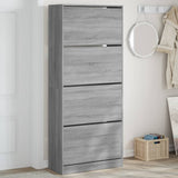 VidaXL Schuhschrank mit 4 klappbaren Schubladen 80x34x187,5 cm grau sonoma