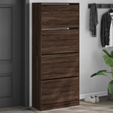 VidaXL Schuhschrank mit 4 klappbaren Schubladen 80 x 34 x 187,5 cm, Farbe Eiche braun