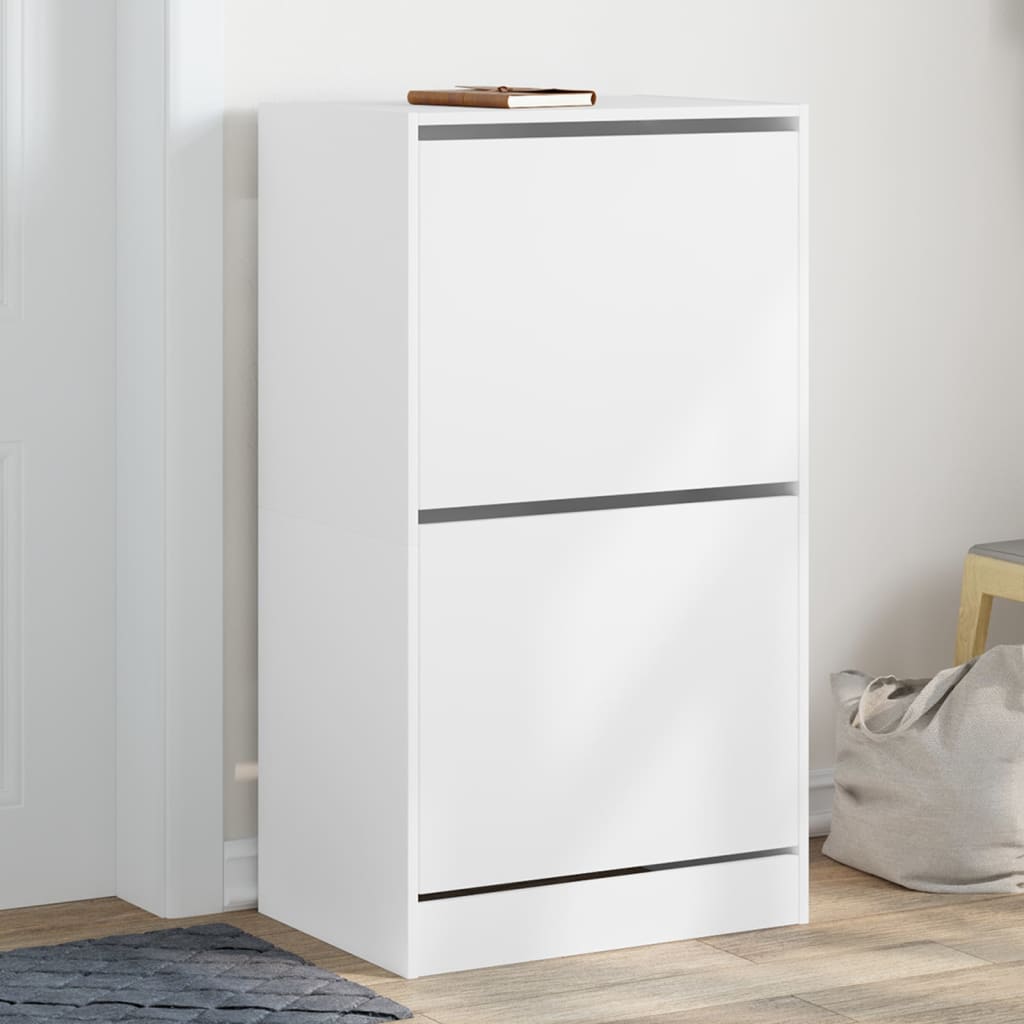VidaXL Schuhschrank mit 2 Klappschubladen 60x42x108 cm weiß