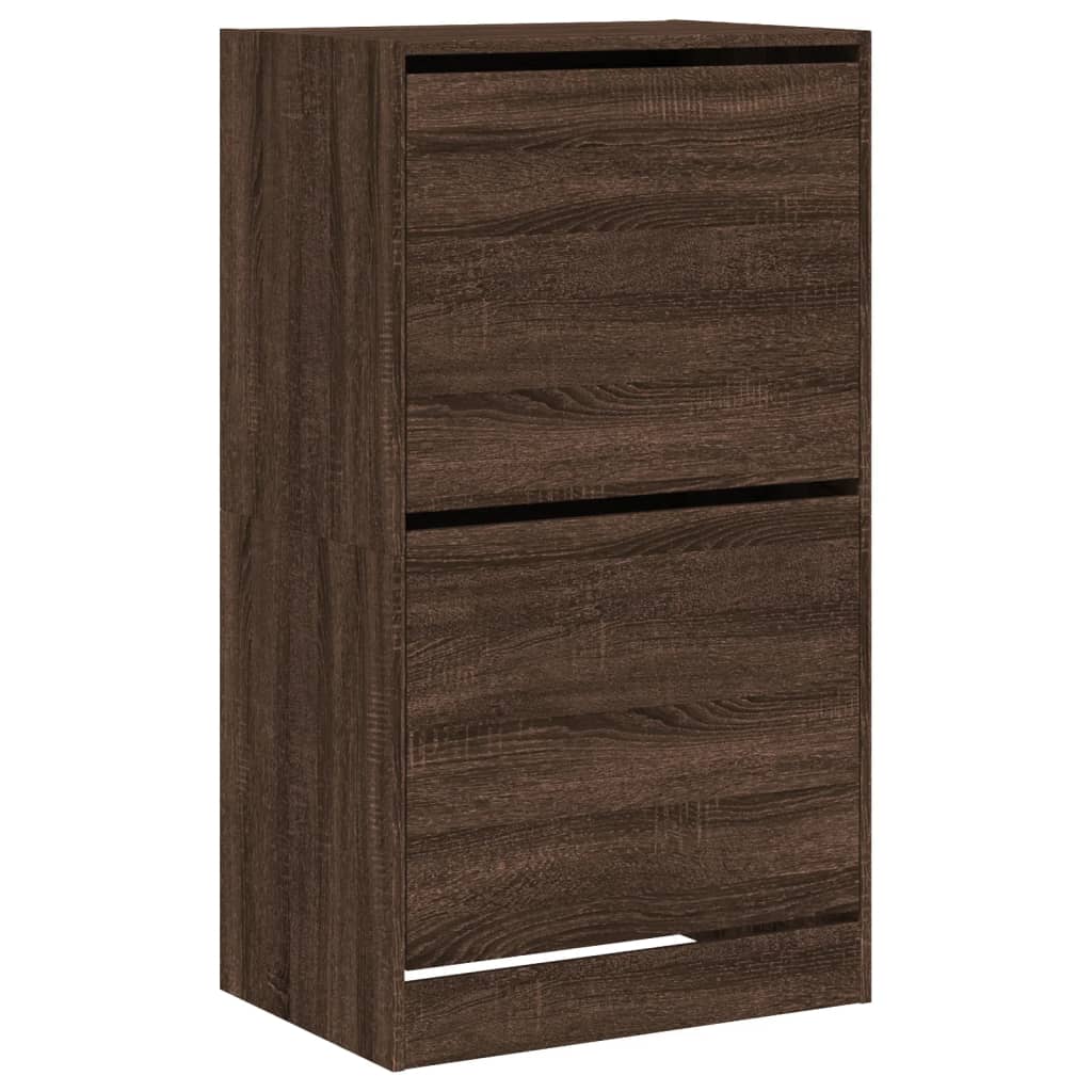 VidaXL Schuhschrank mit 2 Klappschubladen 60x42x108 cm, Farbe Eiche braun
