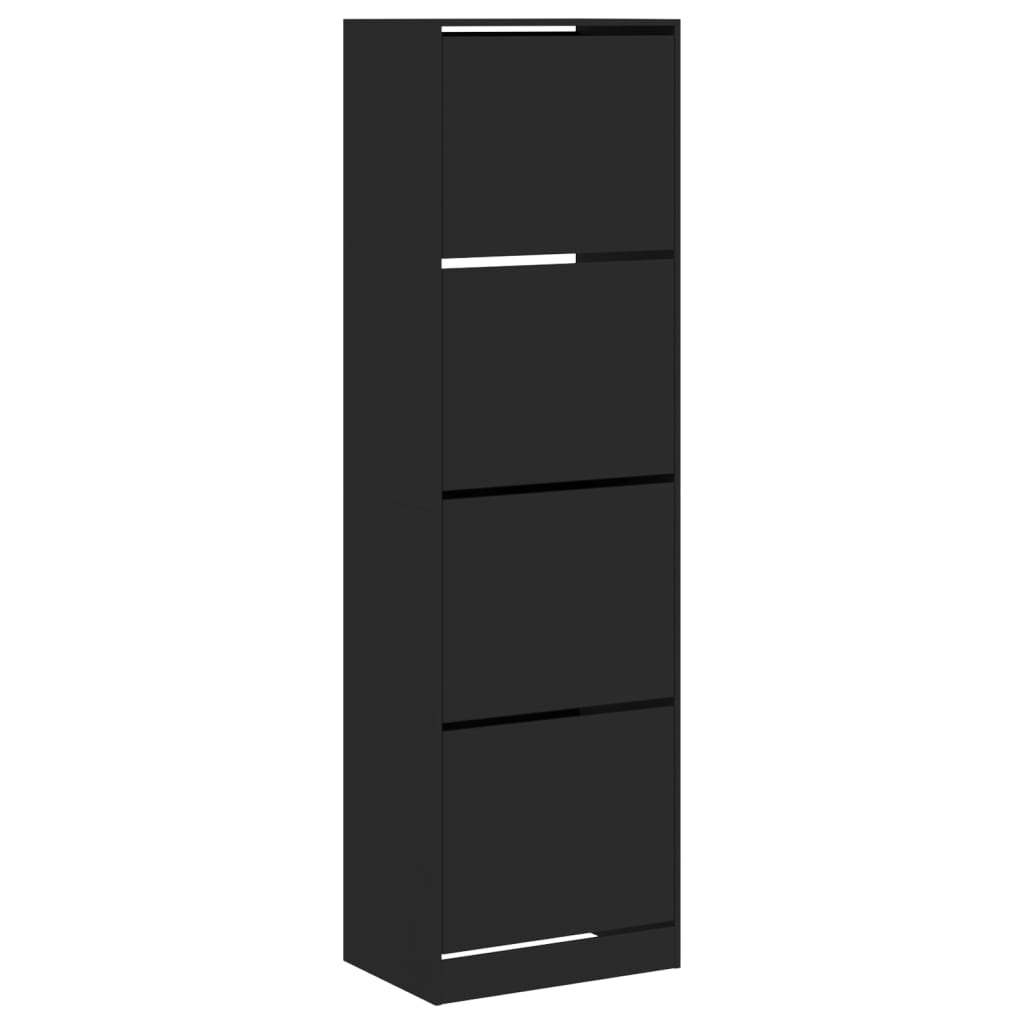 VidaXL Schuhschrank mit 4 klappbaren Schubladen 60x42x204 cm schwarz