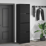 VidaXL Schuhschrank mit 4 klappbaren Schubladen 60x42x204 cm schwarz